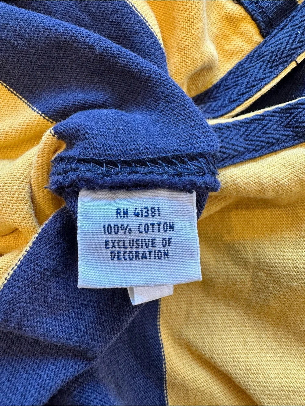 Polo Ralph Lauren Rugby Shirt XXL Custom Fit Navy Gold Striped Elbow Patch